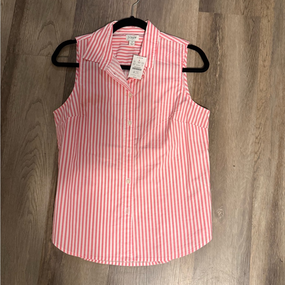 J. Crew Pink Striped Sleeveless Top